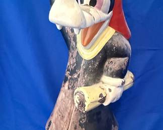 Vintage Hand-Carved Wooden Goofy Graduation Statue - Unlicensed