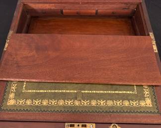Antique Mahogany Tea Caddy with Veneer Loss