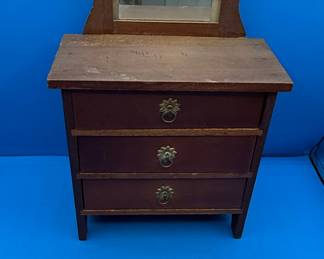 Vintage Dollhouse Miniature Three-Drawer Chest with Mirror