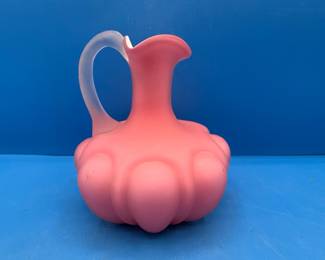 Fenton Rose Satin Melon Ribbed Pitcher