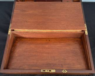 Antique Mahogany Tea Caddy with Veneer Loss