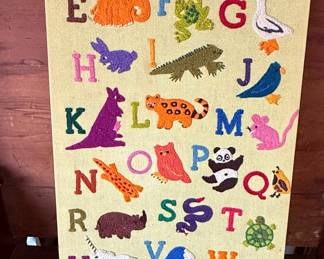 Vintage Animal Alphabet Needlepoint Sampler