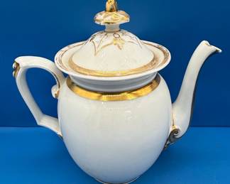 Antique Porcelain Tea Set - White with Gold Trim