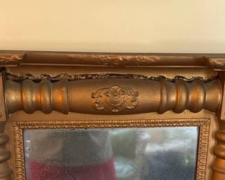 19th Century American Empire Giltwood Column Form Wall Mirror with Rosettes