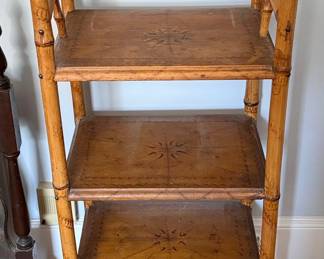 Victorian Aesthetic Movement "Burnt" Bamboo Etagere