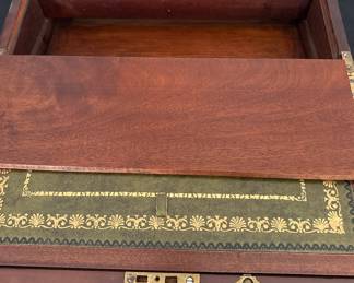 Antique Mahogany Tea Caddy with Veneer Loss