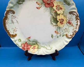 Hand-Painted Limoges Porcelain Cabinet Plate with Nasturtium Motif