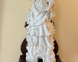 Victorian-Style Bisque Porcelain Figurine on Wall Bracket