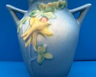 Roseville Pottery Clematis Pattern Double Handled Vase