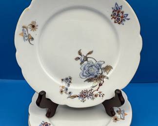 KPM Silesia Blue Floral Gold Trim Porcelain Dinner Set