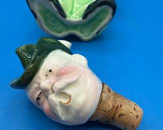 Vintage German Ceramic Hunter Figural Decanter with Rabbit