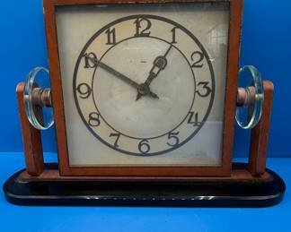 Art Deco Desk Clock with Glass Pivots