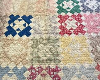 Vintage Hand-Pieced and Hand-Quilted Friendship Quilt with Signatures