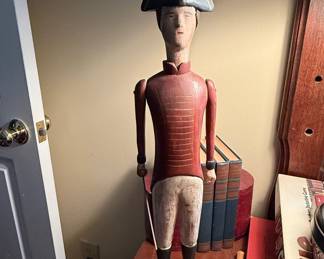 Folk Art Carved Wood Napoleonic Soldier Figure with Bicorne Hat