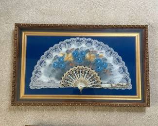 Framed Vintage Decorative Hand Fans