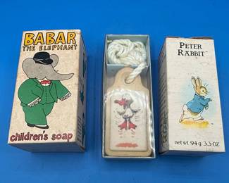 Vintage Children's Soap Set: Babar the Elephant and Peter Rabbit by Crabtree & Evelyn