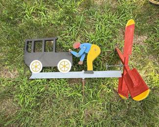 Vintage Train Locomotive Whirligig