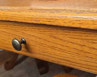 Oak Ladder Back Dining Chairs Table with one drawer