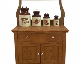 Oak Washstand with Towel Bar
