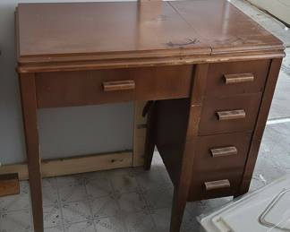 Vintage Sewing Machine Cabinet Desk