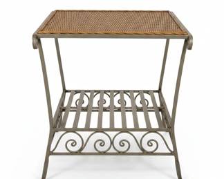 Wicker and metal side table with drawer matching side table