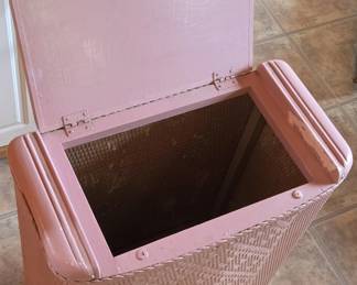 Pink Wicker Laundry Hamper