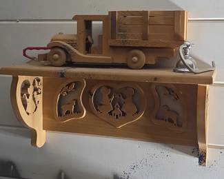Folk Art Heart Scene Shelf
