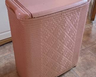 Pink Wicker Laundry Hamper