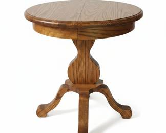 Round Oak Pedestal Side Table