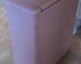 Pink Wicker Laundry Hamper