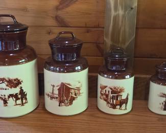 Vintage Farm Scene Canister Set