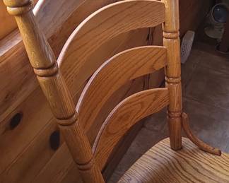 Oak Ladder Back Dining Chairs Table with one drawer