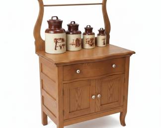 Oak Washstand with Towel Bar