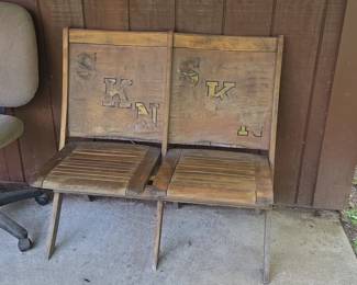 Double Folding Theater Seats with Stenciled Letters