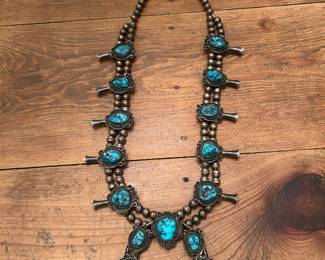 Sterling silver squash blossom necklace