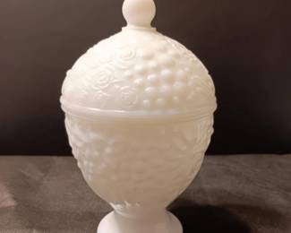 milk glass candy dish