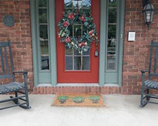 rocking chairs, wreath