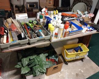 tools, cleaning supplies