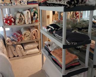 linens, bedding, wool sweaters