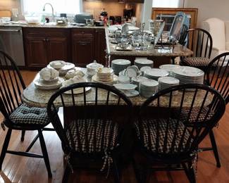 wooden dining chairs, wooden bar stools, Homer Laughlin china, Sebring pottery, Noritake china