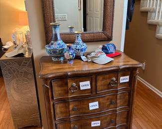 Wooden Dresser, Decorative Mirror
