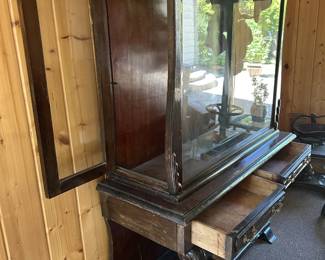 Antique Very Old Curio Cabinet from Spain, orignal glass