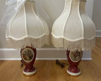 Vintage Porcelain Body with French Scene Table lamps