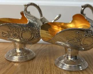 Raimond Sugar Scuttles with Scoops, Silver Plated, 5" tall