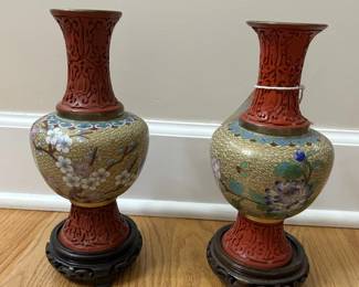 Vintage Chinese Cloisonne Vases