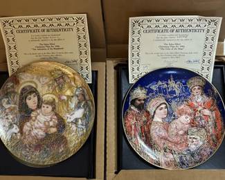 Edna Hibel Plates, Numbered Limited Edition, with original box and certificate