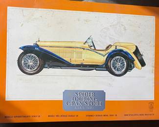 vintage Pocher Torino #K73 Alfa Romeo Spider Touring Gran Sport (1932) model car kit. Produced in Italy starting in the 1970s, Pocher kits are legendary among hobbyists for their immense complexity and realistic mechanical engineering