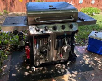 Char-Broil Performance Series liquid propane gas grill featuring a stainless steel and black finish