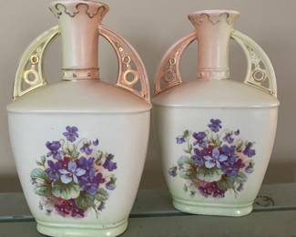 Pair of antique porcelain bud vases made in Austria