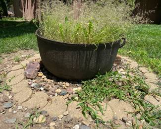 Large cast iron kettle (free weeds)